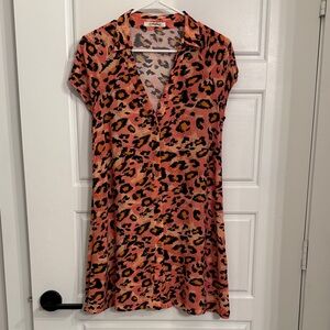 Leopard Print Short Sleeve Dress